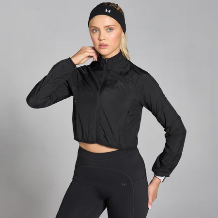 Cazadora corta cortavientos de corte ajustado Velocity para mujer de MP - Negro