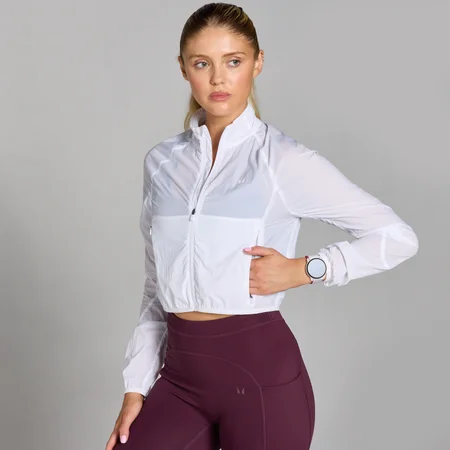 Cazadora corta cortavientos de corte ajustado Velocity para mujer de MP - Blanco