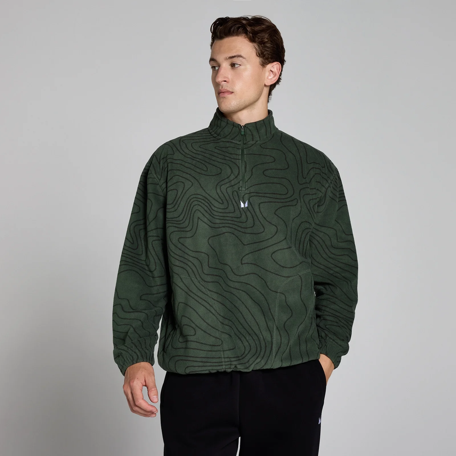 Forro polar estampado con cremallera de 1/4 para hombre de MP - Verde bosque - XS Imagen 1