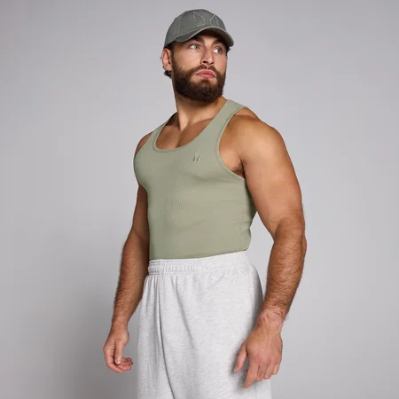 Camiseta de tirantes de canalé ceñida a los músculos para hombre de MP - Salvia intenso