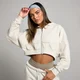 Sudadera corta con capucha, cremallera integral y aplique para mujer de MP - Hueso