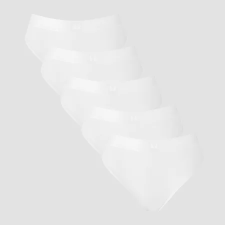 Tanga de talle medio para mujer de MP (paquete de 5) - Blanco