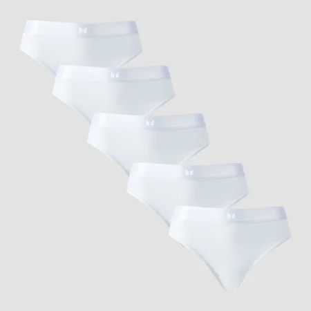 Braguita de bikini de talle medio para mujer de MP (paquete de 5) - Blanco