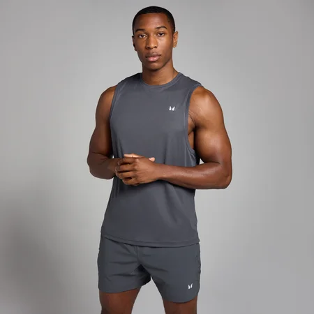 Camiseta de tirantes de entrenamiento con diseño de cuadrícula Active para hombre de MP - Gris oscuro