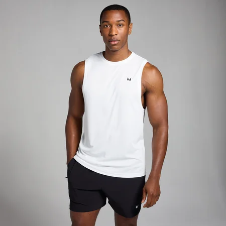 Camiseta de tirantes de entrenamiento con diseño de cuadrícula Active para hombre de MP - Blanco