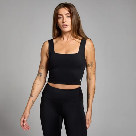 Camiseta sin mangas de escote cuadrado Active para mujer de MP - Negro