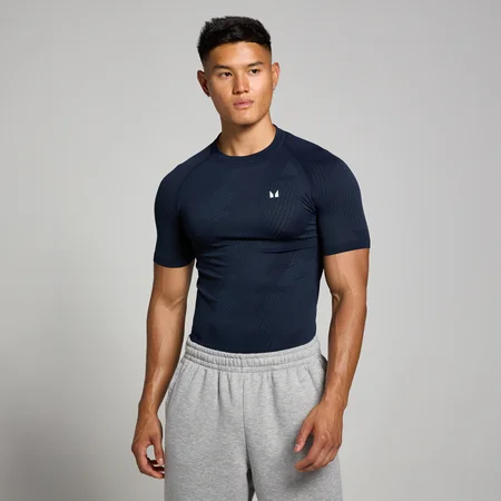Camiseta sin costuras con estampado gráfico de pilares Tempo para hombre de MP - Azul marino