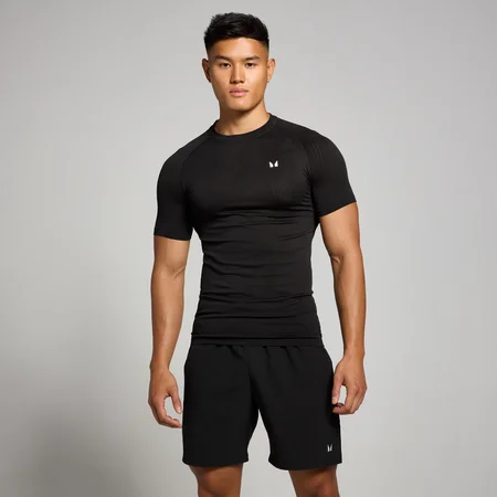 Camiseta sin costuras con estampado gráfico de pilares Tempo para hombre de MP - Negro