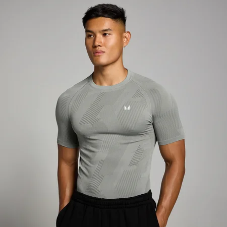 Camiseta sin costuras con estampado gráfico de pilares Tempo para hombre de MP - Gris tormenta