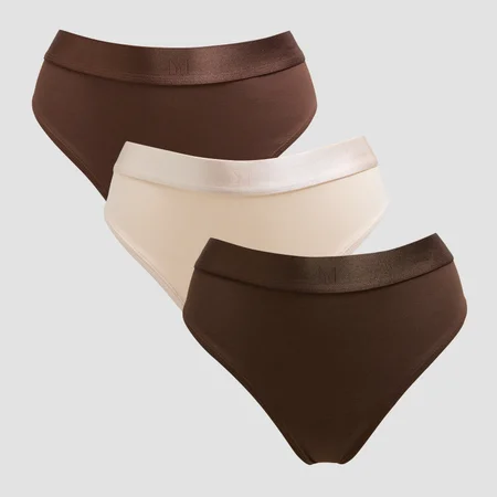 Tanga de talle medio para mujer de MP (paquete de 3) - Chocolate intenso/marrón/crema cálido