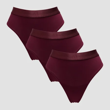 Tanga de talle medio para mujer de MP (paquete de 3) - Baya intenso