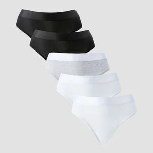 Tanga de talle medio para mujer de MP (paquete de 5) - Blanco/negro/gris jaspeado - Size XS