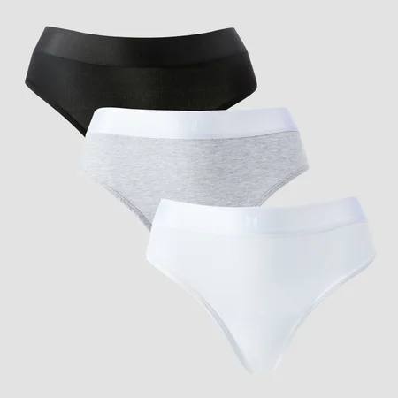 Tanga de talle medio para mujer de MP (paquete de 5) - Blanco/negro/gris jaspeado