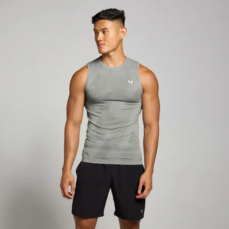 Camiseta sin mangas y sin costuras con estampado gráfico de pilares Tempo para hombre de MP - Gris tormenta