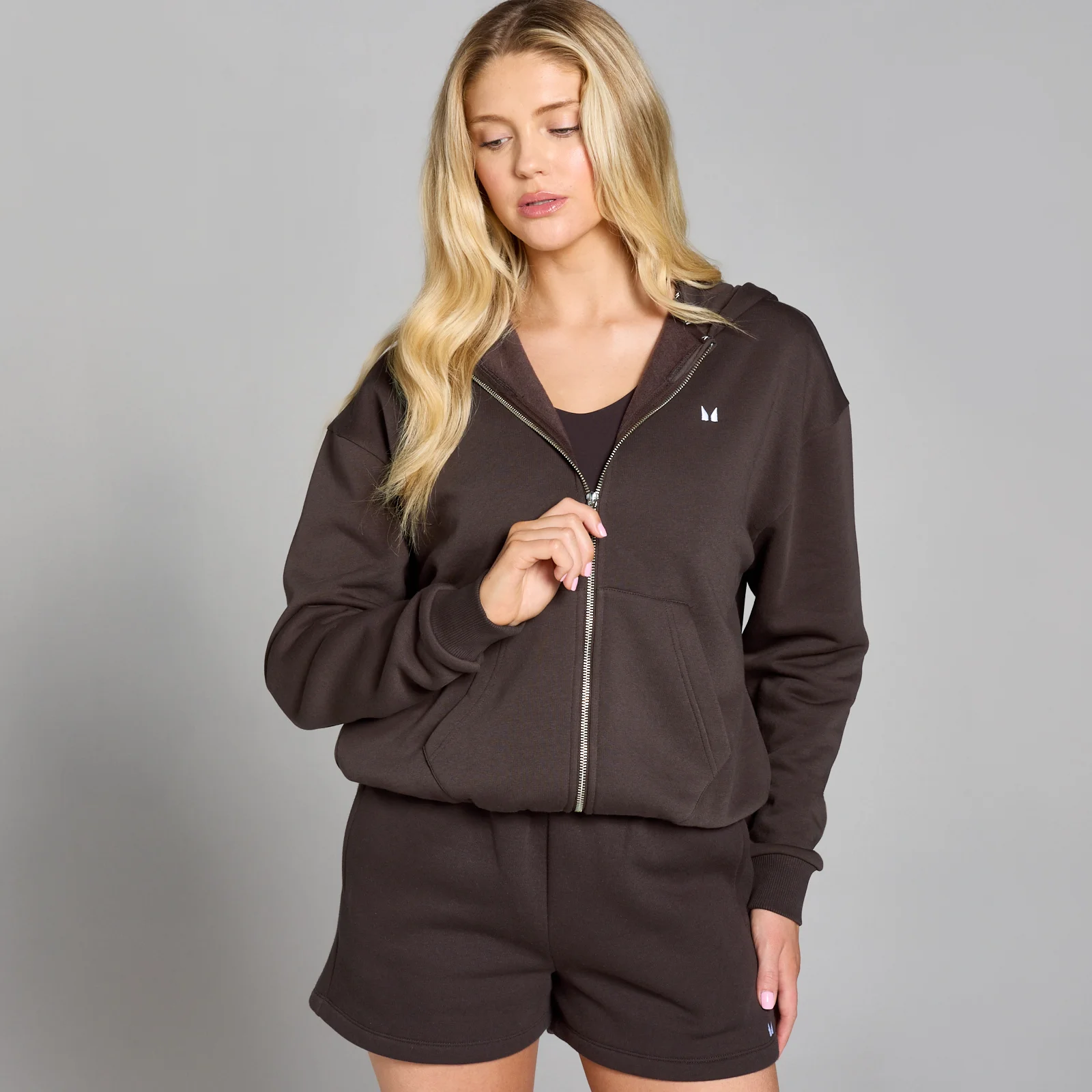 Sudadera con capucha y cremallera integral Basics para mujer de MP - Chocolate - XS Imagen 1