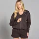 Sudadera con capucha y cremallera integral Basics para mujer de MP - Chocolate