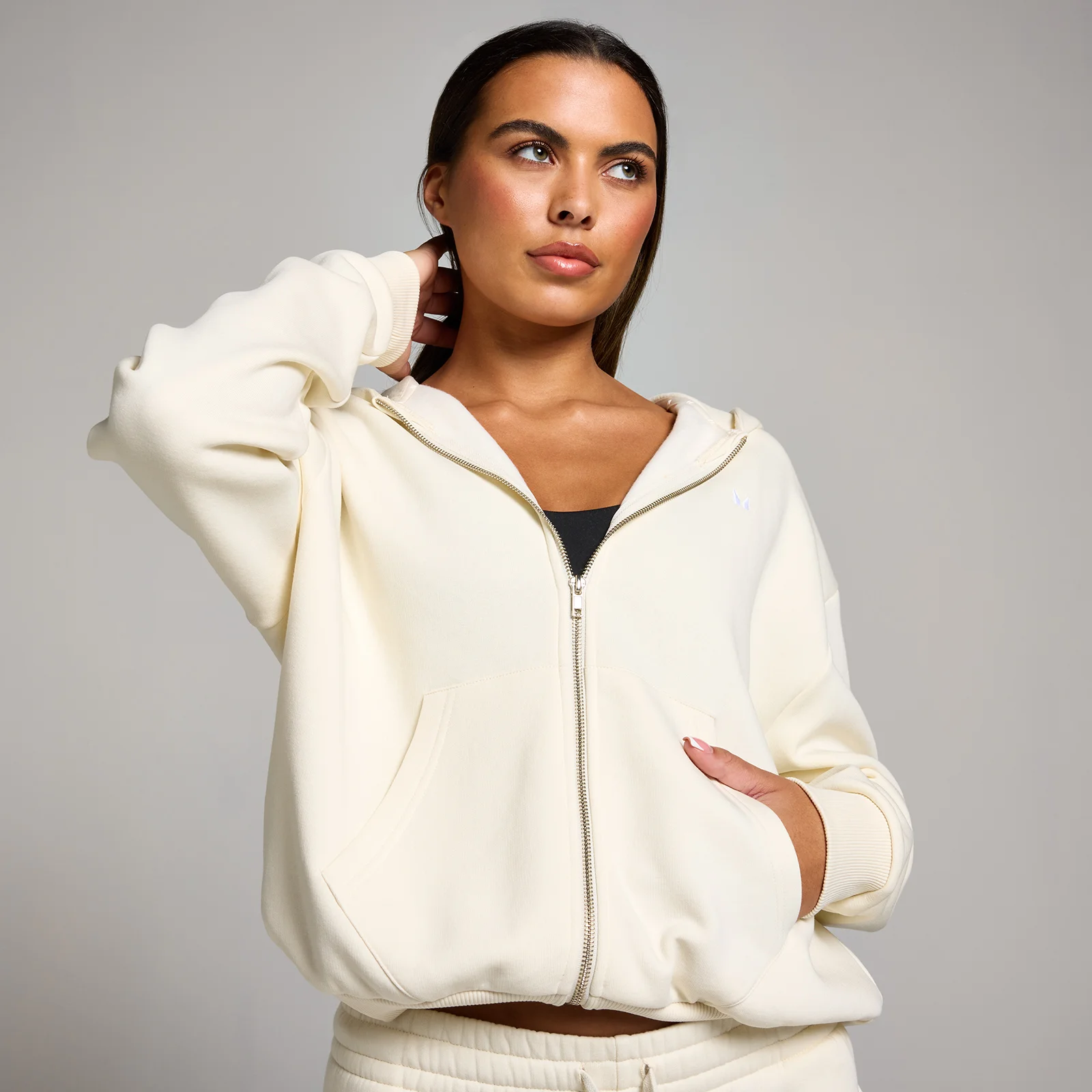 Sudadera con capucha y cremallera integral Basics para mujer de MP - Crema suave - M Imagen 1