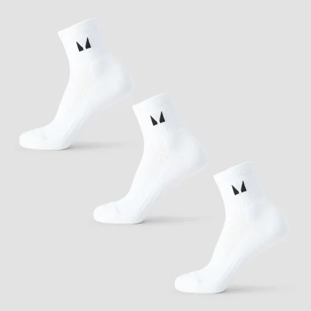 Calcetines tobilleros de correr de MP (paquete de 3 pares) - Blancos