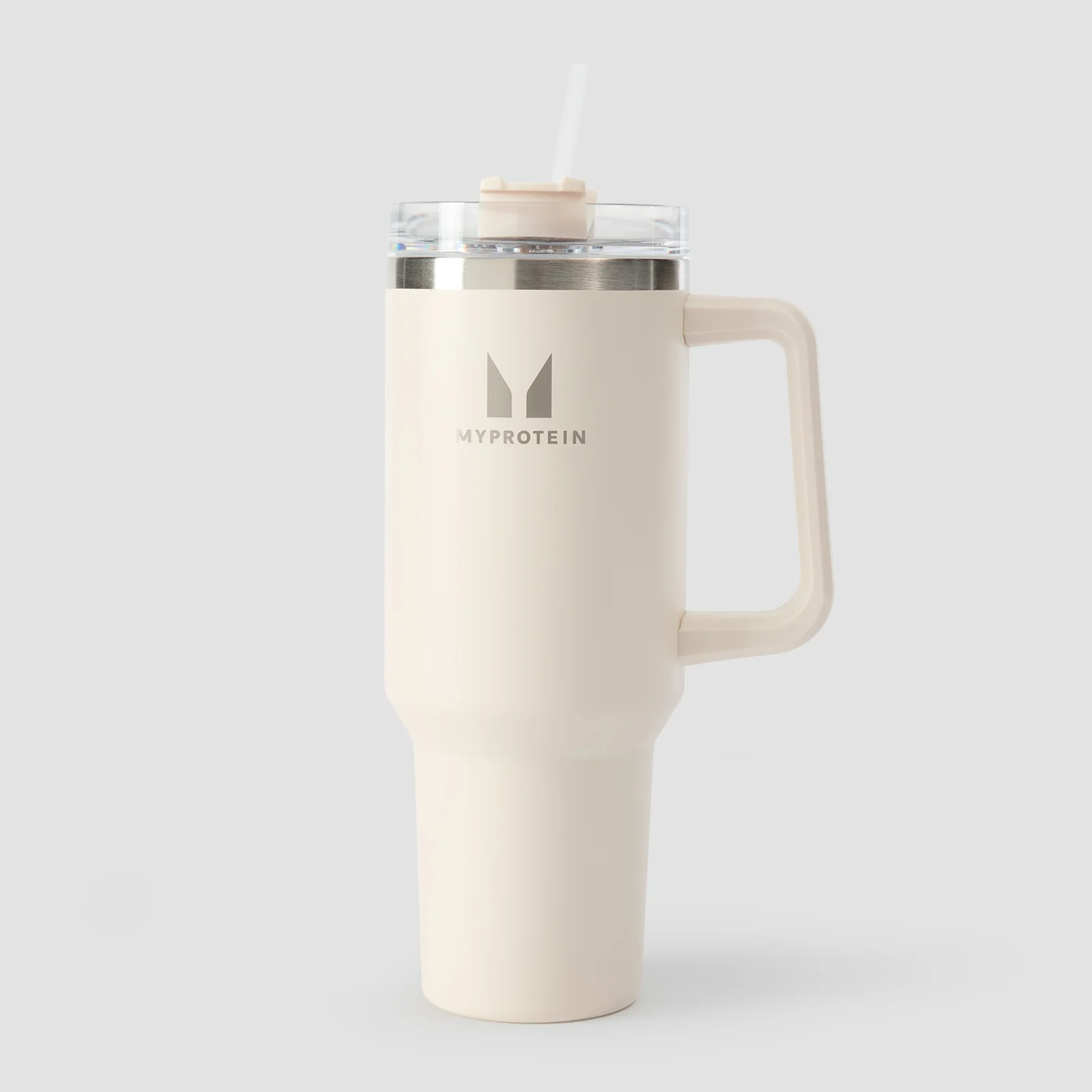 Botella de acero con asa lateral y pajita de Myprotein 1200 ml - Crema natural Imagen 1