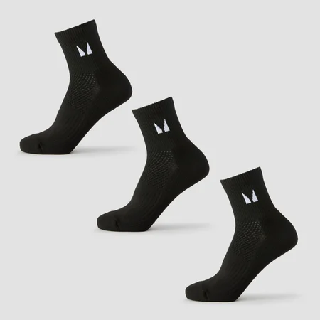 Calcetines tobilleros de correr de MP (paquete de 3 pares) - Negros