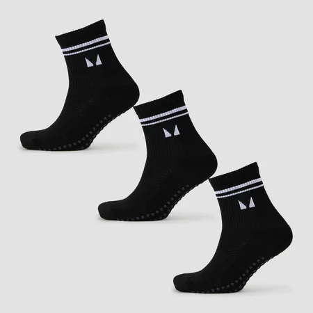 Calcetines de pilates de MP (paquete de 3 pares) - Negro