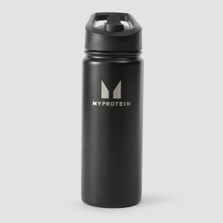 Botella de metal reciclado con pestaña abatible de Myprotein (500 ml) - Negro
