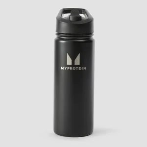 Botella de metal reciclado con pestaña abatible de Myprotein (500 ml) - Negro - Colour Black