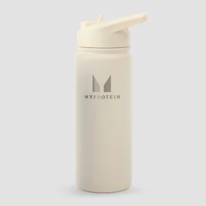 Botella de metal reciclado con pestaña abatible de Myprotein (500 ml) - Crema natural - Colour Natural Cream