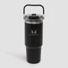 Botella de metal reciclado Myprotein con asa superior y pajita 900ml - Negro