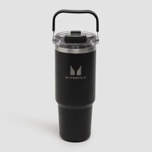 Botella de metal reciclado Myprotein con asa superior y pajita 900ml - Negro - Colour Black
