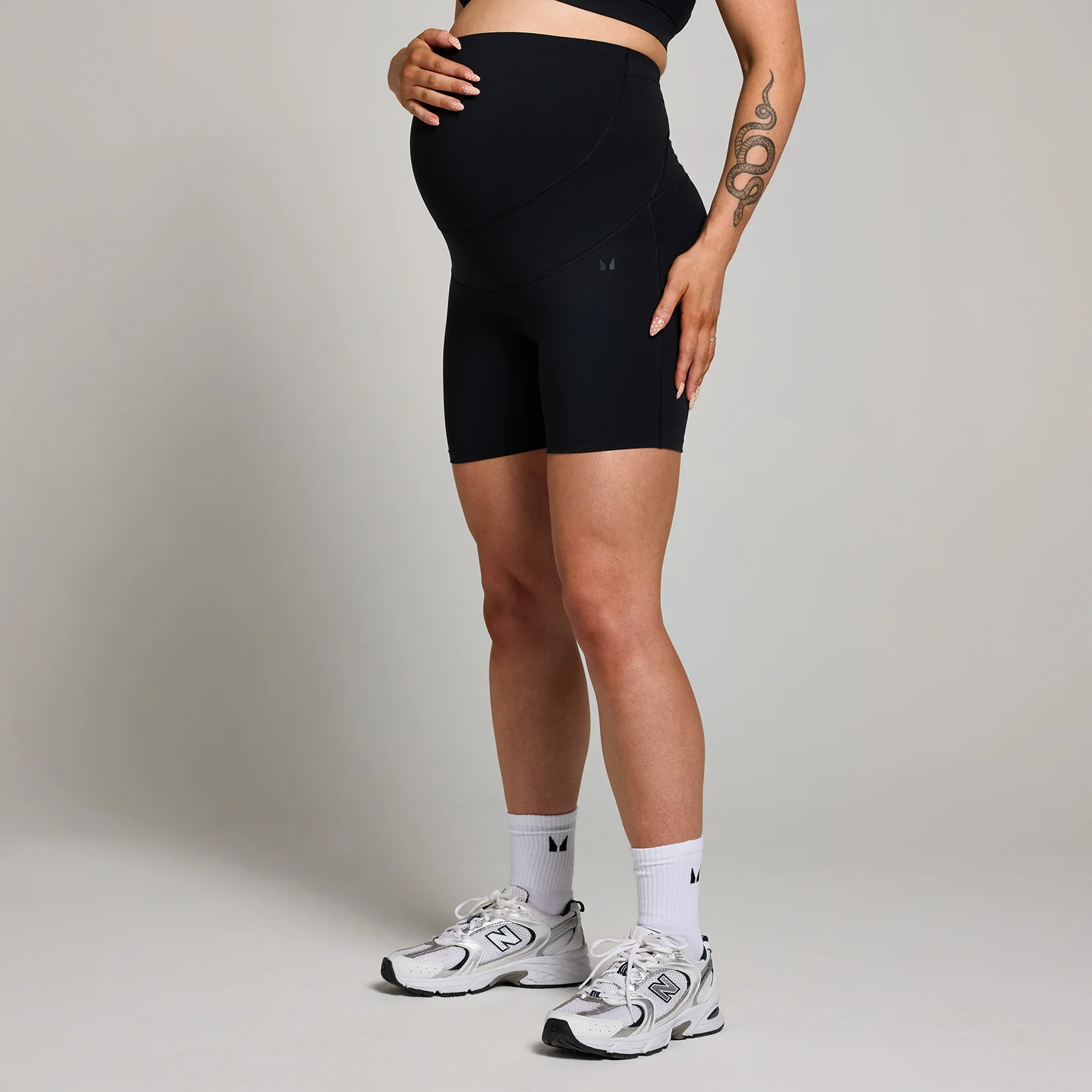 Pantalón corto de ciclismo premamá con ajuste sobre la barriga para mujer de MP - Negro - M Imagen 1