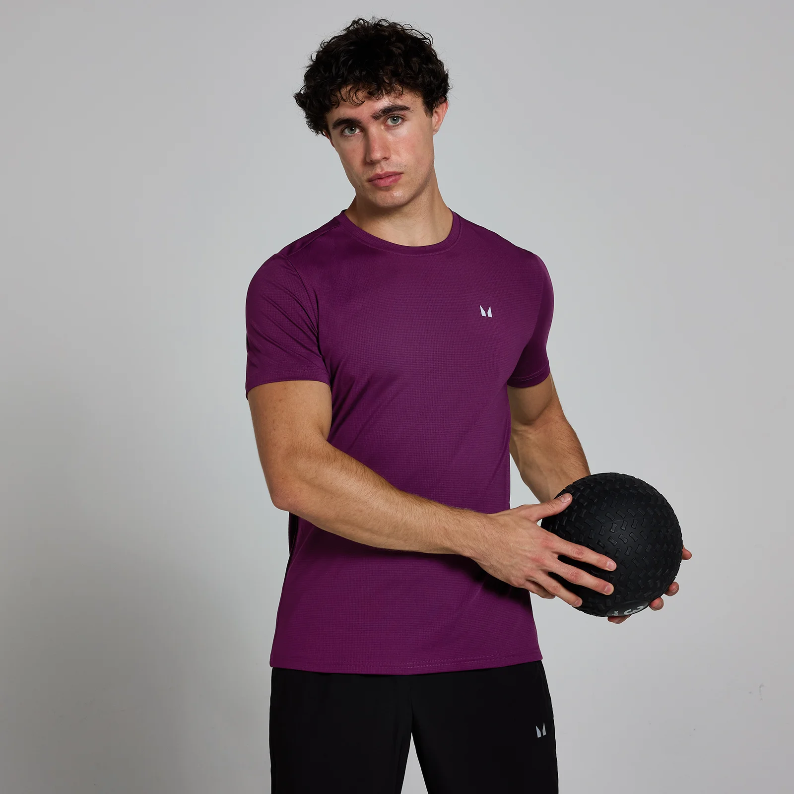 Camiseta con diseño de cuadrícula Active para hombre de MP - Ciruela - XS Imagen 1