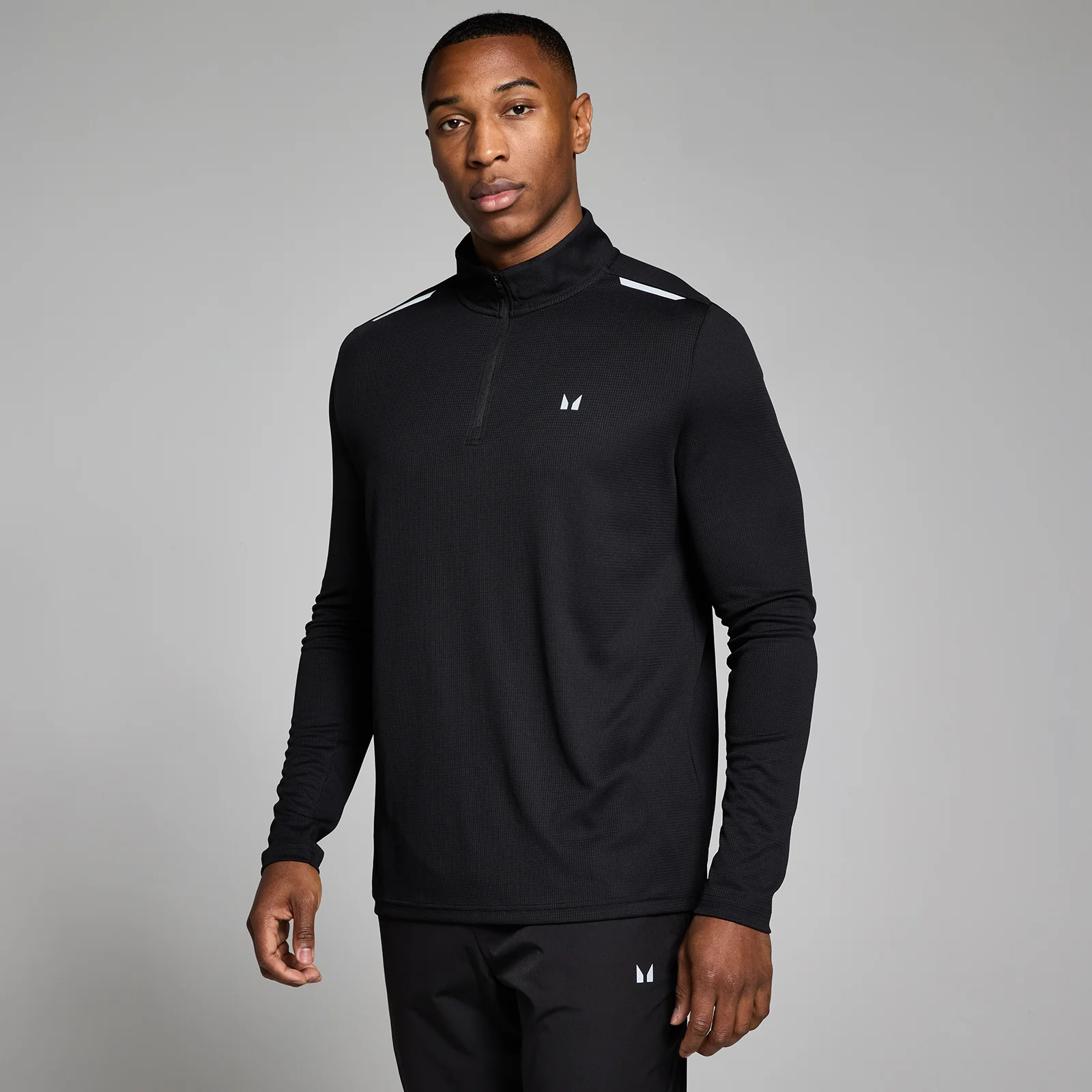 Camiseta con cremallera 1/4 Active Gridded para hombre de MP - Negro - S Imagen 1