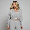 Sudadera de tacto suave con capucha y cremallera integral para mujer de MP - Gris jaspeado