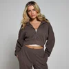 Sudadera de tacto suave con capucha y cremallera integral para mujer de MP - Chocolate