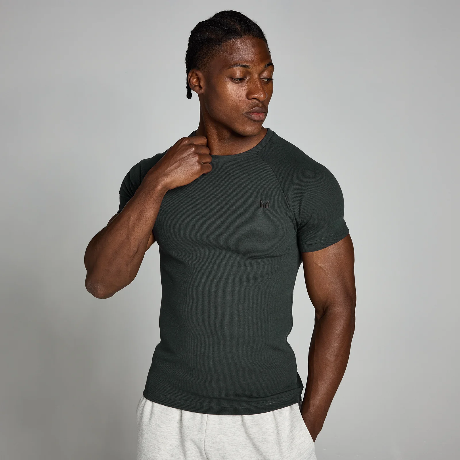 Camiseta de canalé ceñida Origin para hombre de MP - Negro lavado - M Imagen 1