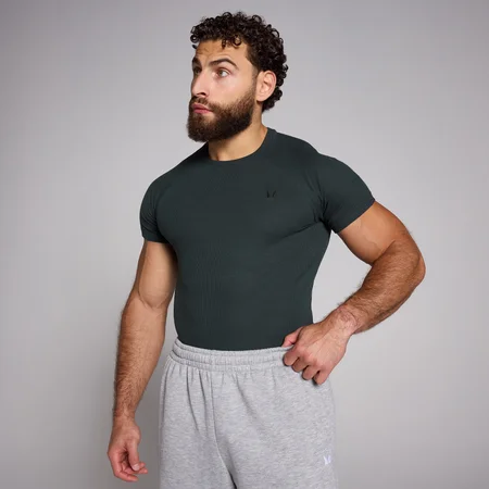 Camiseta de canalé ceñida Origin para hombre de MP - Negro lavado