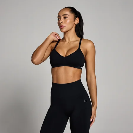 Sujetador deportivo Tempo sin costuras con fruncido frontal para mujer de MP - Negro