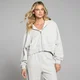 Sudadera con capucha y cremallera de felpa ligera para mujer de MP - Gris moteado