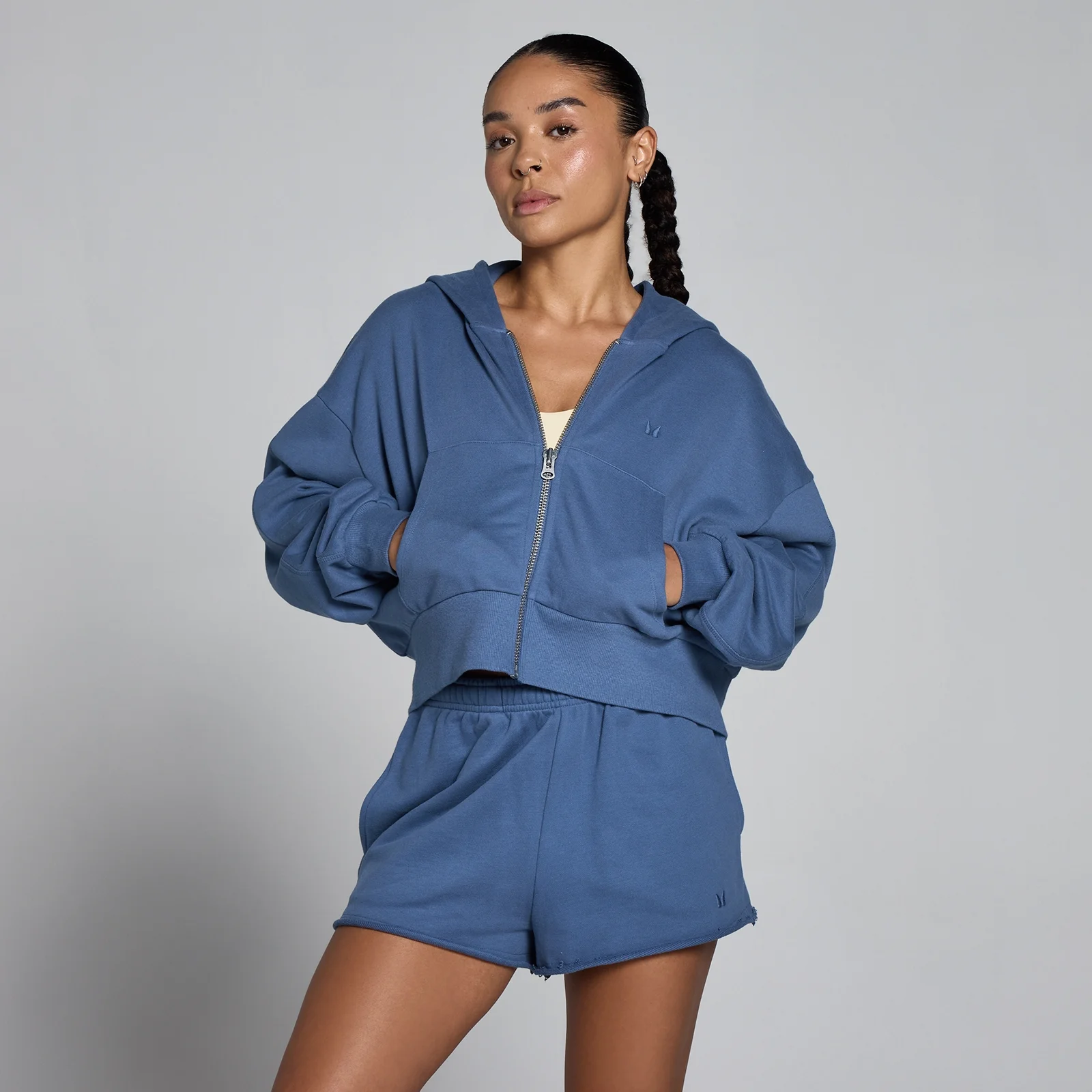 Sudadera con capucha ligera de felpa francesa con cremallera completa para mujer de MP - Azul pizarra - XS Imagen 1
