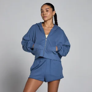 Sudadera con capucha ligera de felpa francesa con cremallera completa para mujer de MP - Azul pizarra - Size XS