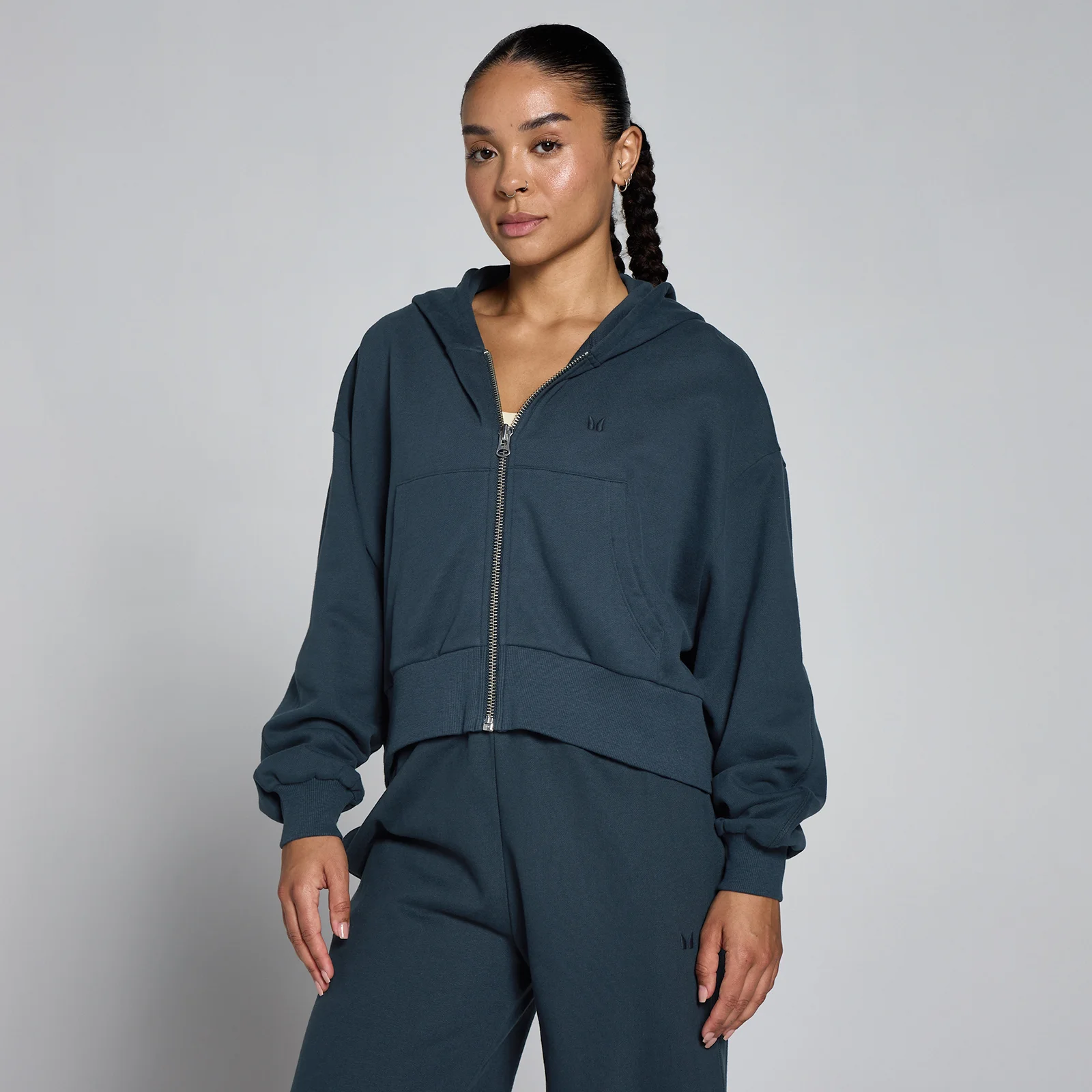 Sudadera con capucha ligera de felpa francesa con cremallera para mujer de MP - Faded Blue - S Imagen 1