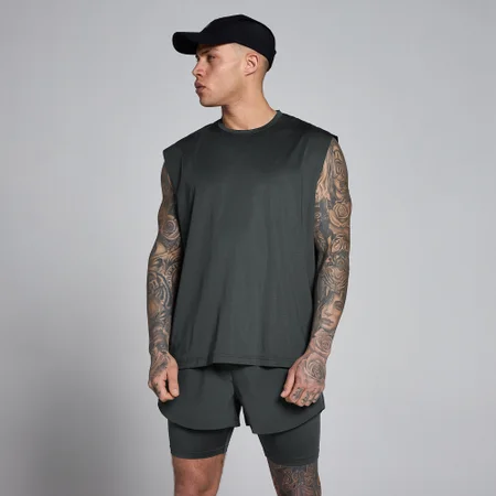 Camiseta de tirantes de malla Hybrid oversize para hombre de MP - Negro lavado