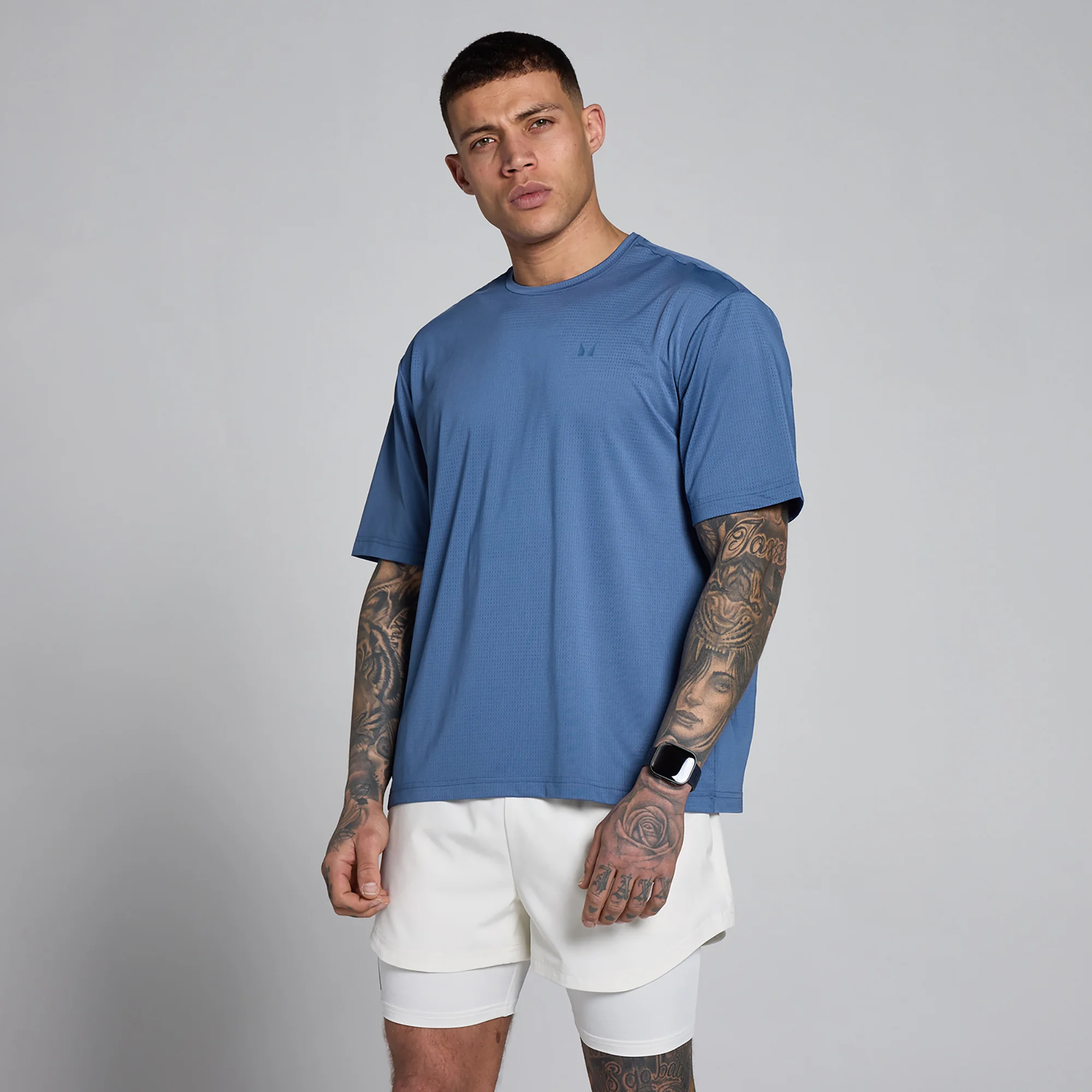 Camiseta oversize de malla Hybrid para hombre de MP - Azul pizarra - S Imagen 1