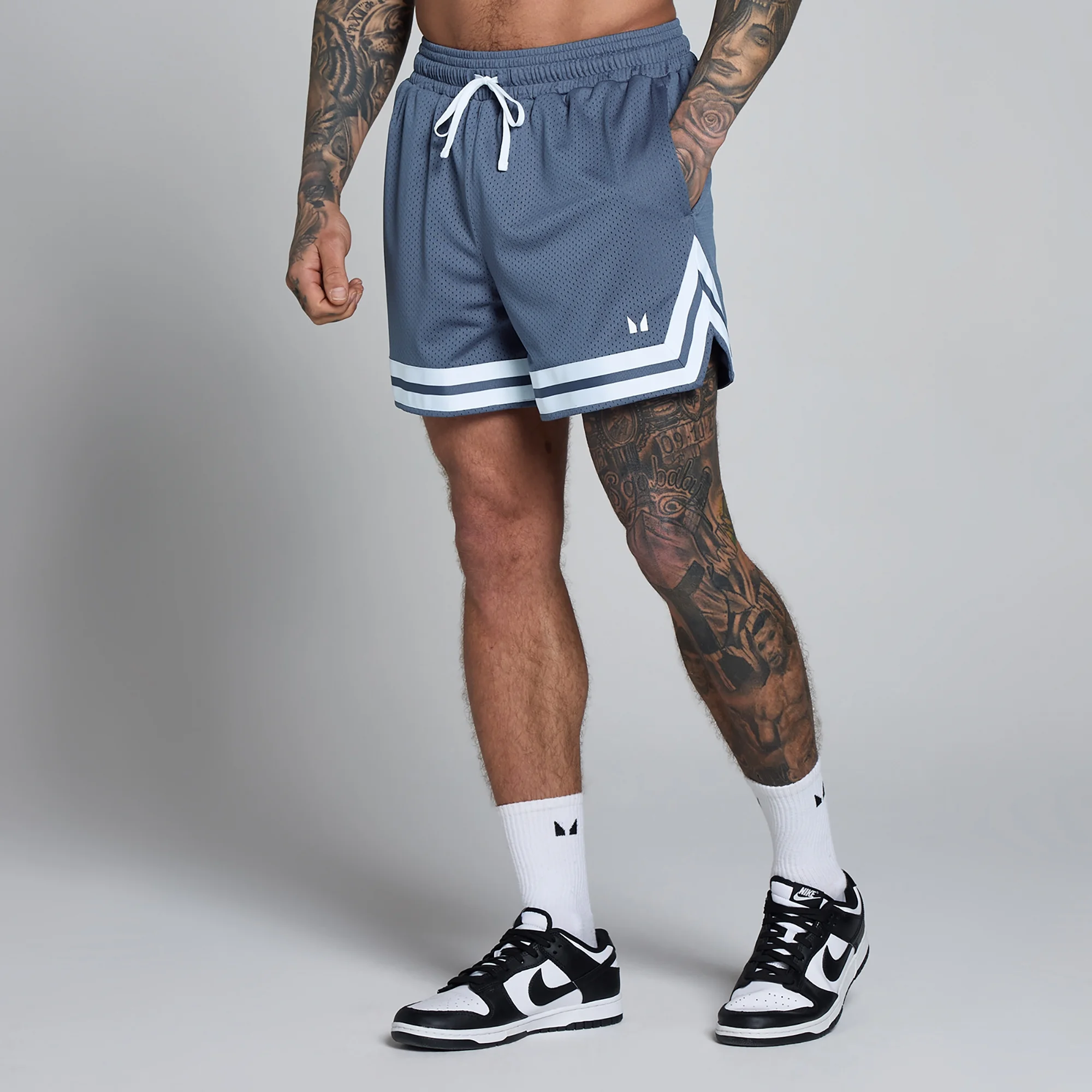 Short Lift de malla con cinta en contraste de 5" para hombre de MP - Charcoal blue - L Imagen 1