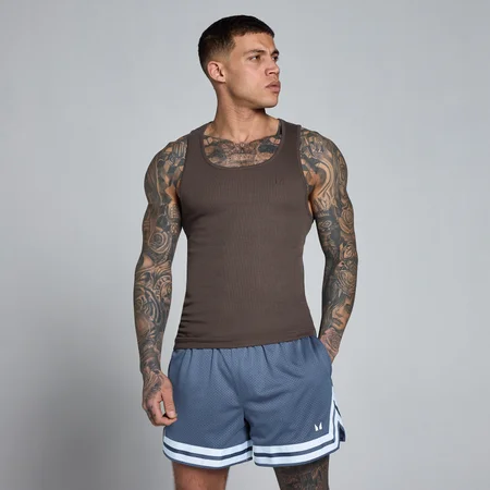 Camiseta de tirantes Lift acanalada de ajuste muscular para hombre de MP - Chocolate