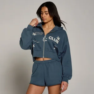 Sudadera con capucha y cremallera Move Club Graphic ligera de felpa francesa para mujer de MP - Azul deslavado - Size M