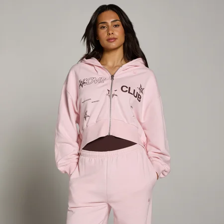 Sudadera con capucha y cremallera ligera con estampado Move Club para mujer de MP - Rosa