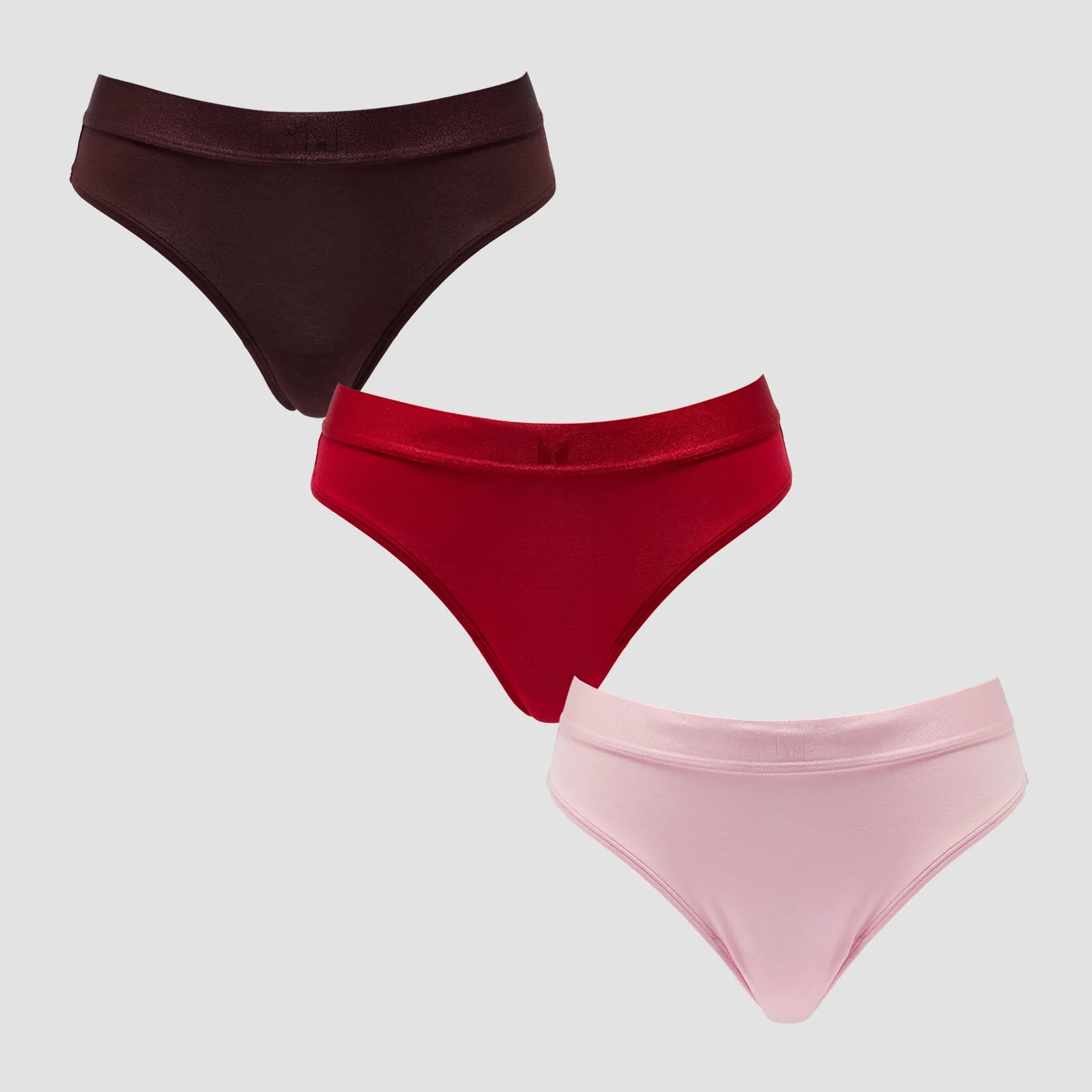 Braguita bikini de cintura media para mujer de MP (paquete de 3) - Rosa rubor/Rojo rosa/Caramelo - XL Imagen 1