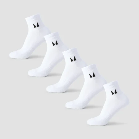Calcetines tobilleros unisex de MP (paquete de 5) - Blanco